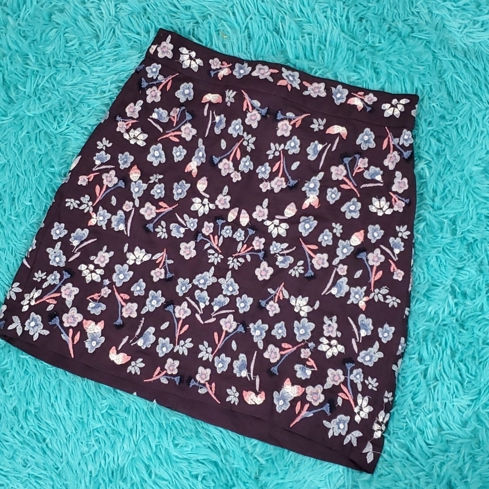 Loft Petite Embroidery Floral Skirt